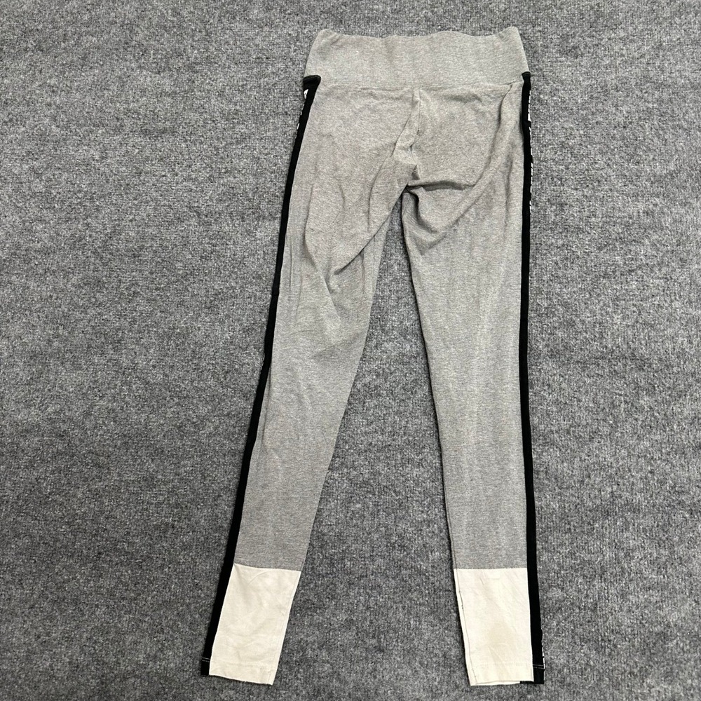 PINK Yoga Leggings Womens Size XS Gray Black Stripe Cotton Blend Athletic Pants